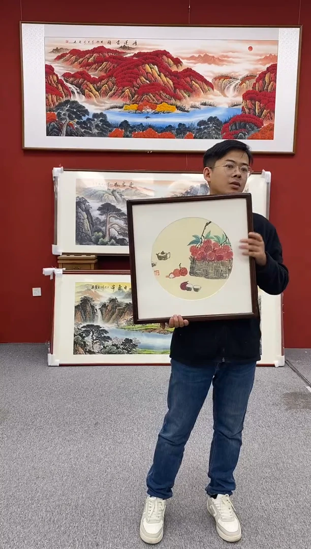 国画手绘  斗方  48*48