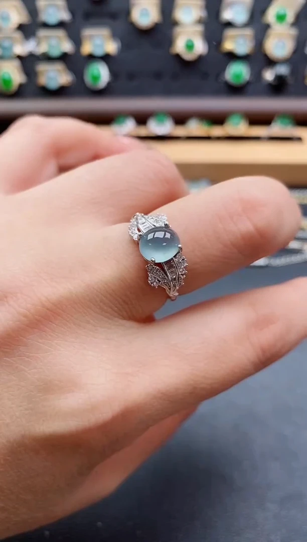 银S925镶嵌戒指翡翠1