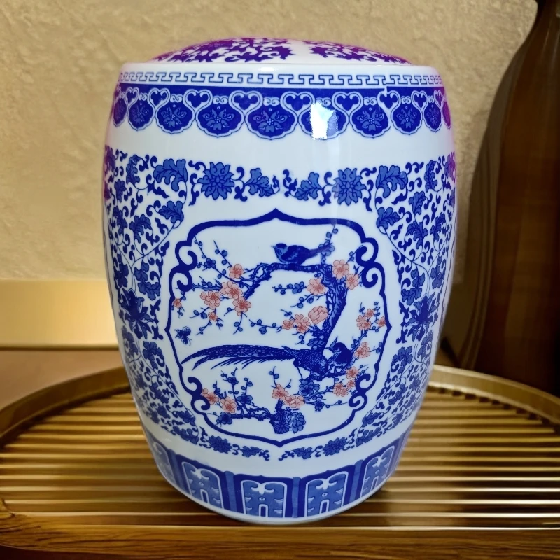 高度31口径21景德镇陶瓷青花四面开窗（新）20斤米缸245