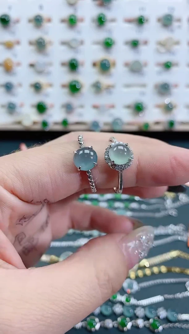 银S925镶嵌戒指翡翠天然翡翠