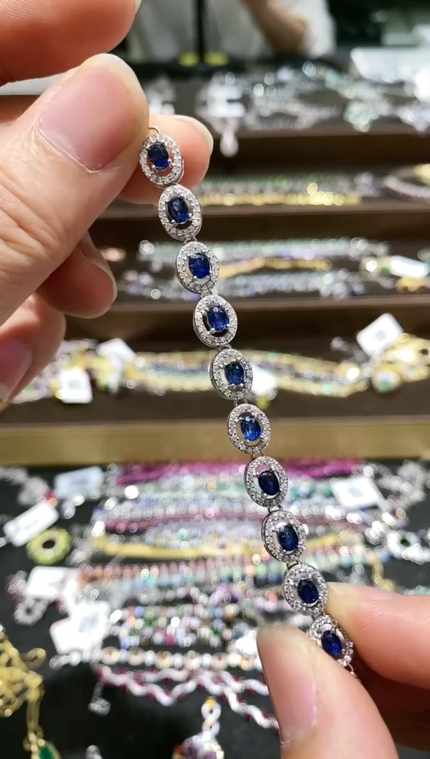 【闪购商品】蓝宝石手链银S925镶嵌手链