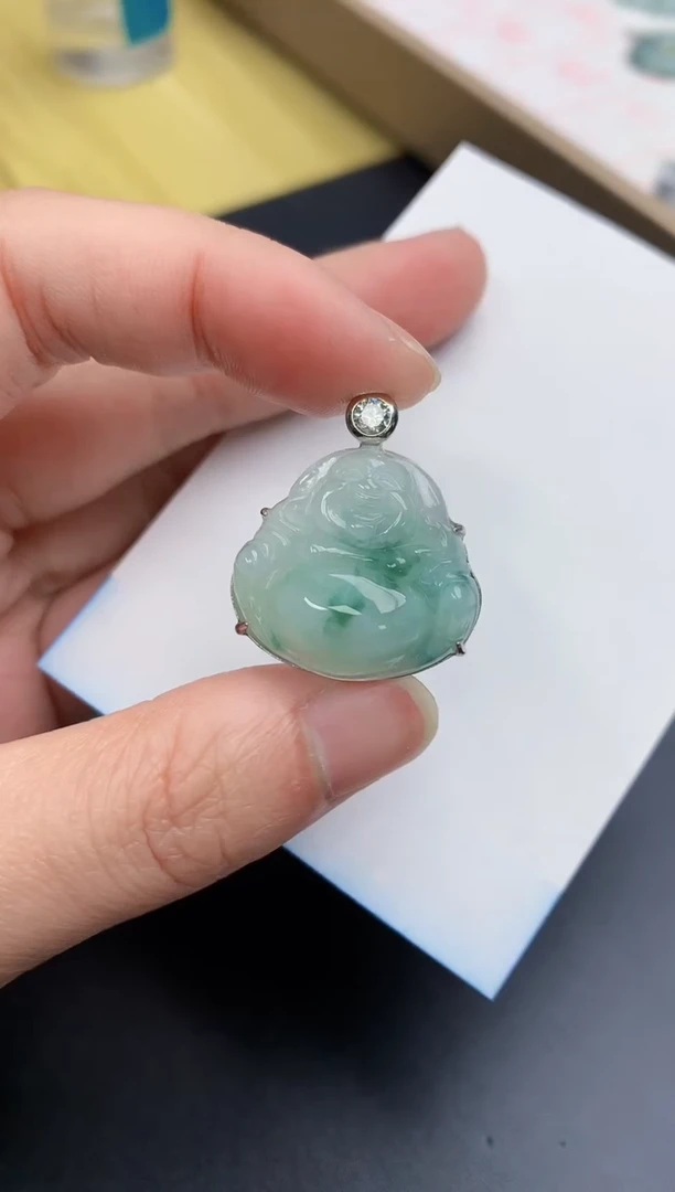 颈饰银S925镶嵌翡翠天然A货