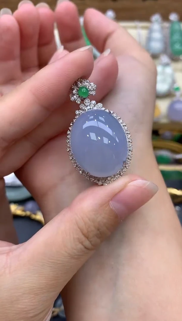 翡翠18K金镶嵌颈饰481-中国好珍宝