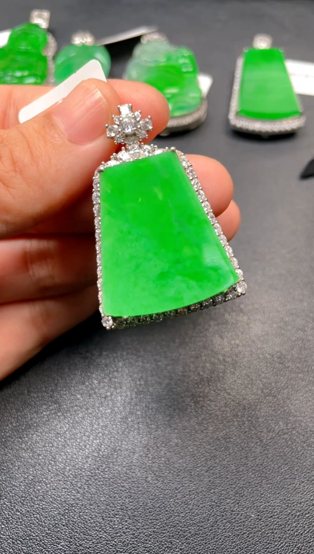 吊坠(不含链)银S925镶嵌翡翠吊坠