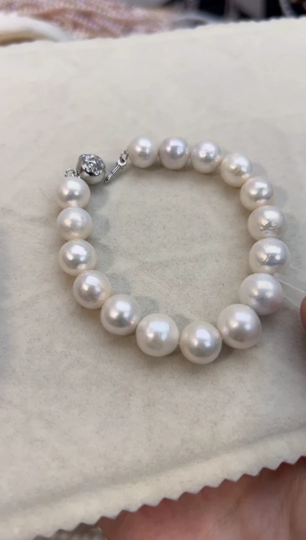 淡水珍珠未镶嵌福利强光*正圆大珠手链（10mm+元宝扣）