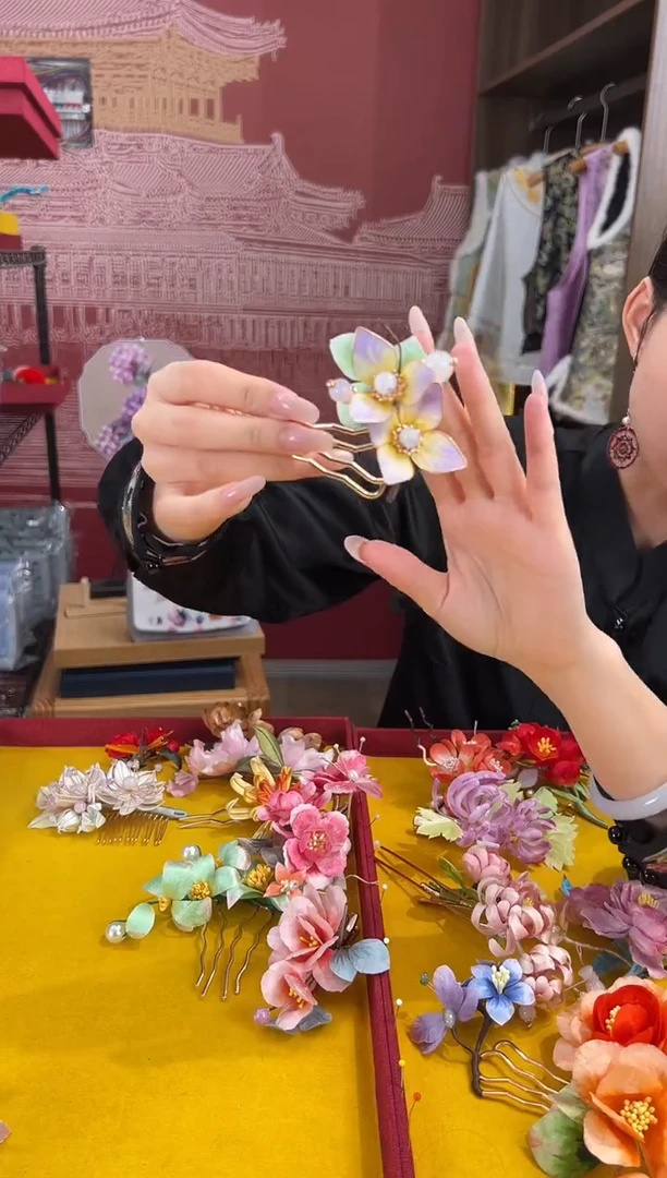 【闪购商品】刺绣 非遗绒花（发饰）