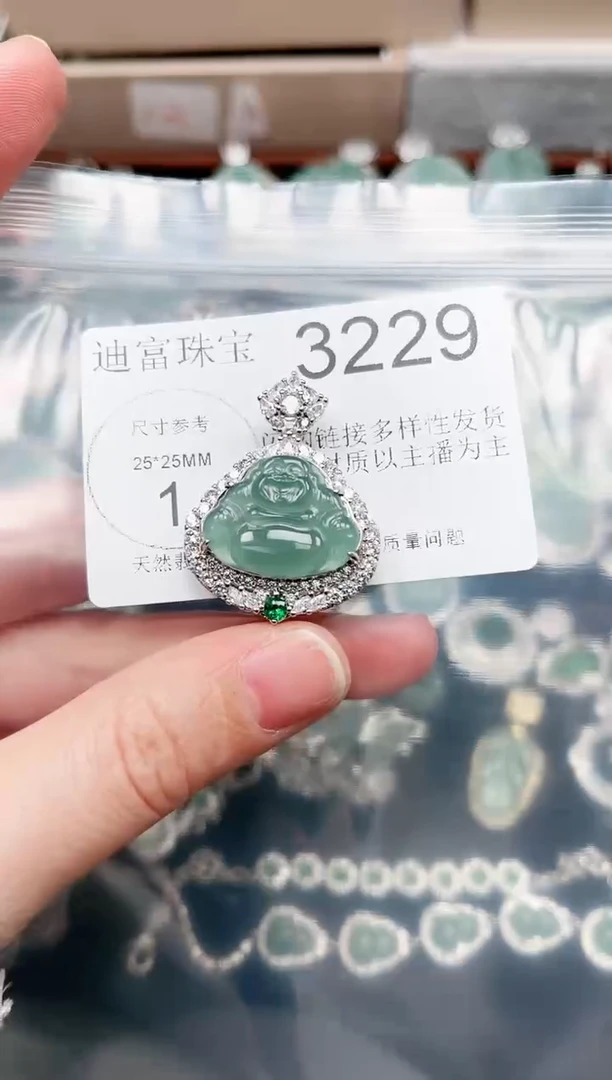 【闪购商品】翡翠颈饰未镶嵌赠皮绳3229