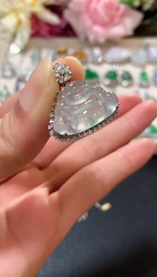 吊坠(不含链)18K金镶嵌翡翠z59