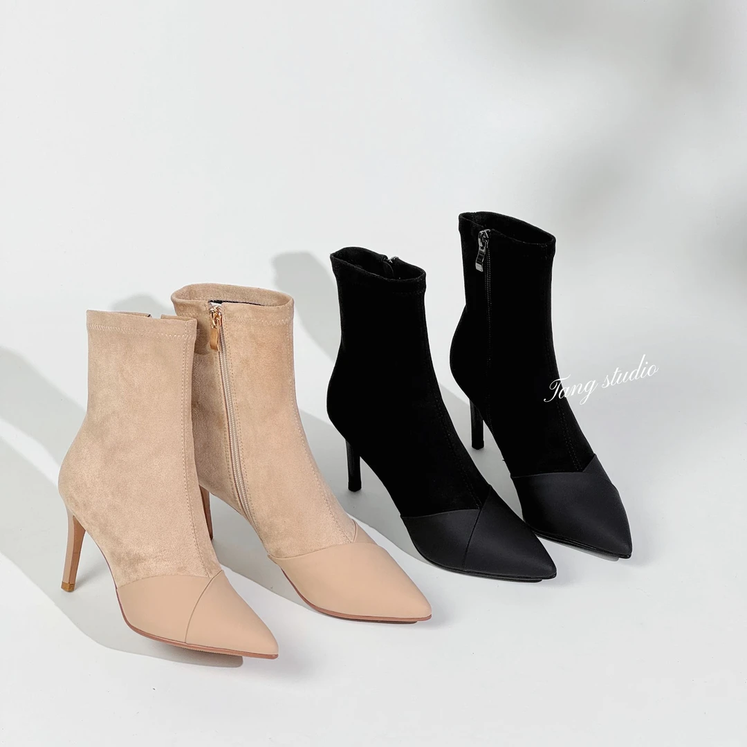 【Tang Studio】 温柔百搭高级感细跟弹力靴 8cm  T303