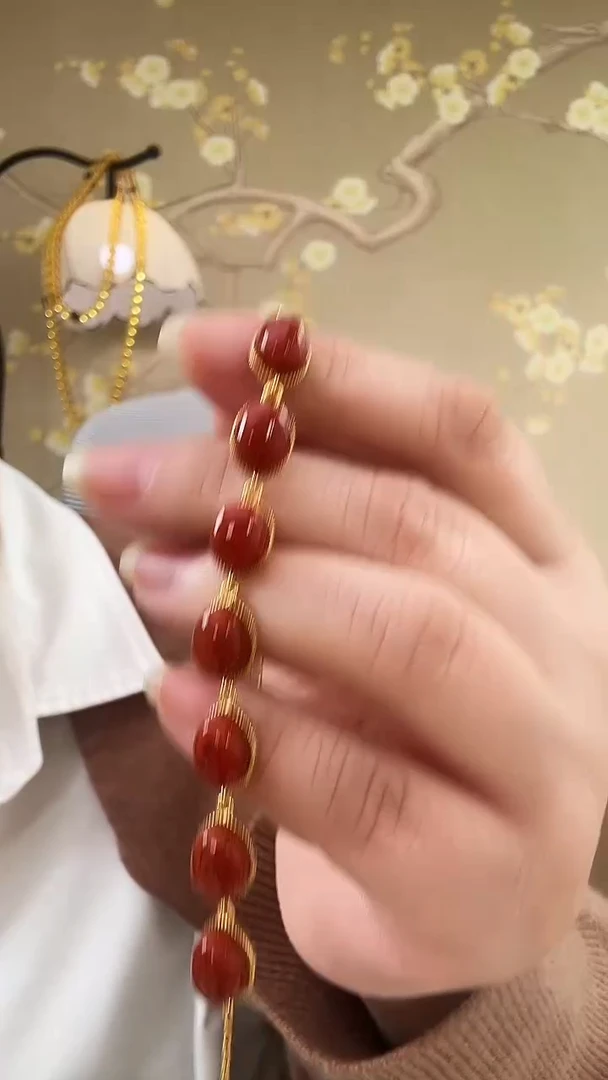 银S925镶嵌手链南红玛瑙手链