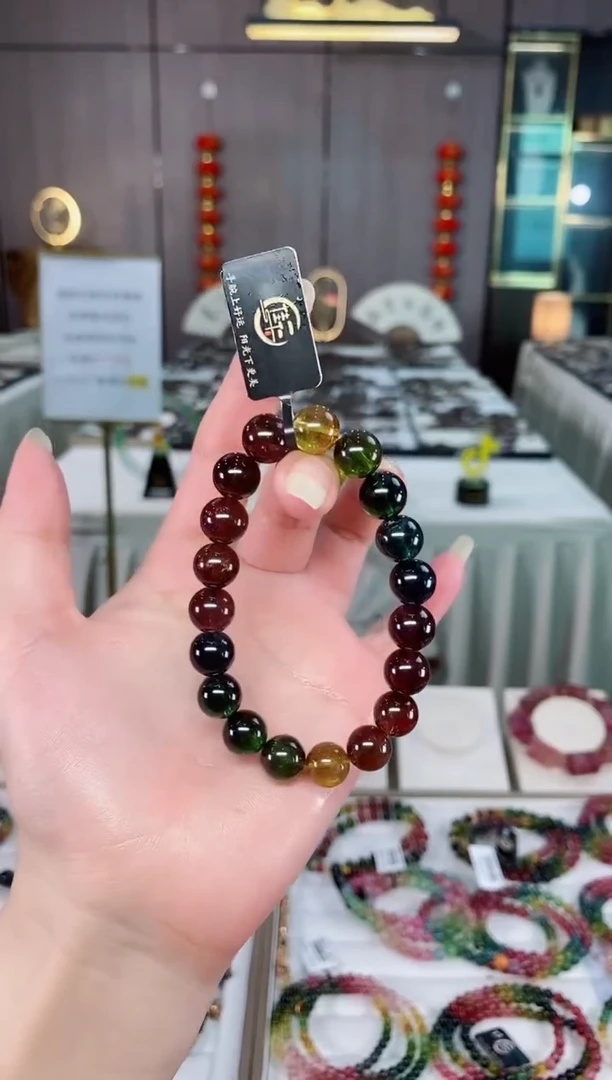 碧玺单圈手串10mm+未镶嵌碧玺糖*?（多样性发一条）