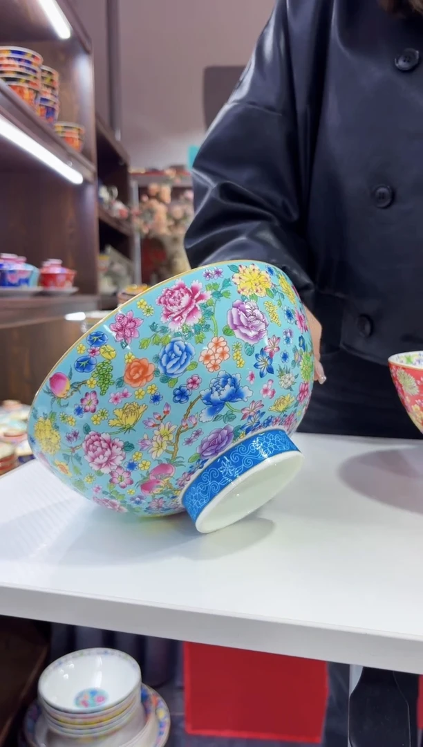 珐琅 8英寸汤碗1个景德镇陶瓷