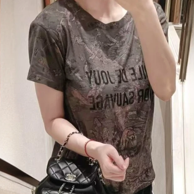 未使用 DIOR/迪奥 橄榄绿丛林动物做旧设计短袖