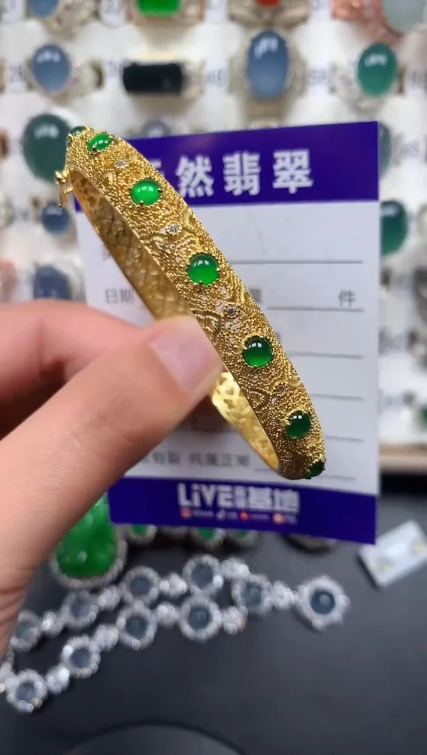 银S925镶嵌手镯翡翠472