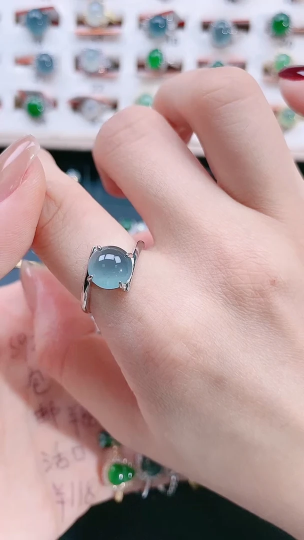 银S925镶嵌戒指翡翠天然翡翠