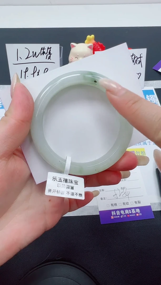 【闪购商品】石英质玉手镯未镶嵌编号：60--53.7圈 天山翠