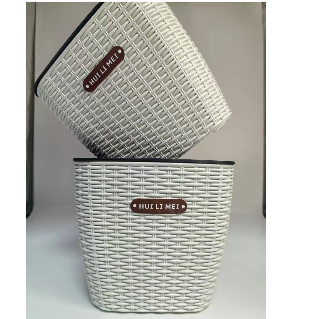 加厚简约草编塑料花盆