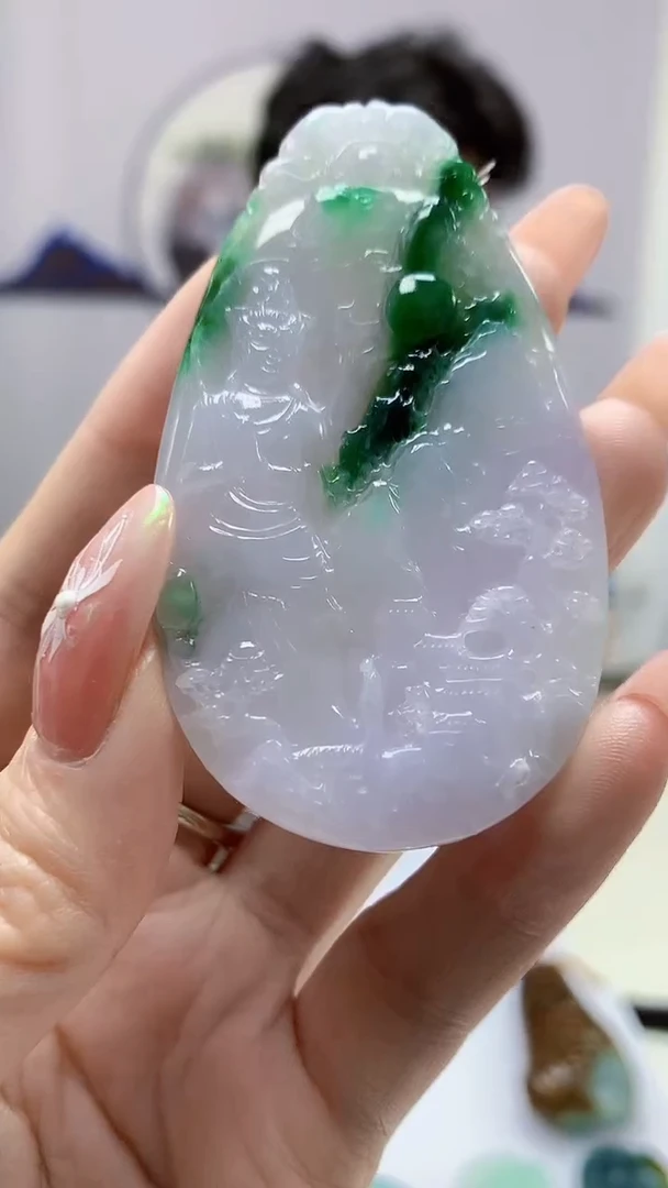 【闪购商品】定制翡翠未镶嵌4688DD-毛货挂件观音82