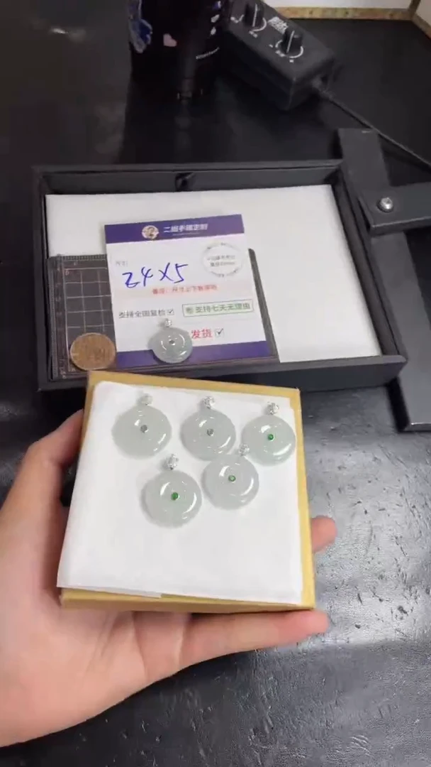 18K金镶嵌挂件翡翠平安扣FL10/多样性发其一CP配绳