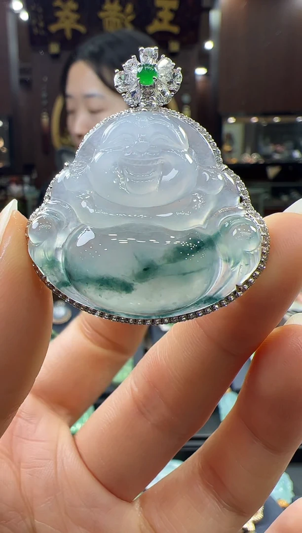 【闪购商品】翡翠挂件18K金镶嵌佛公
