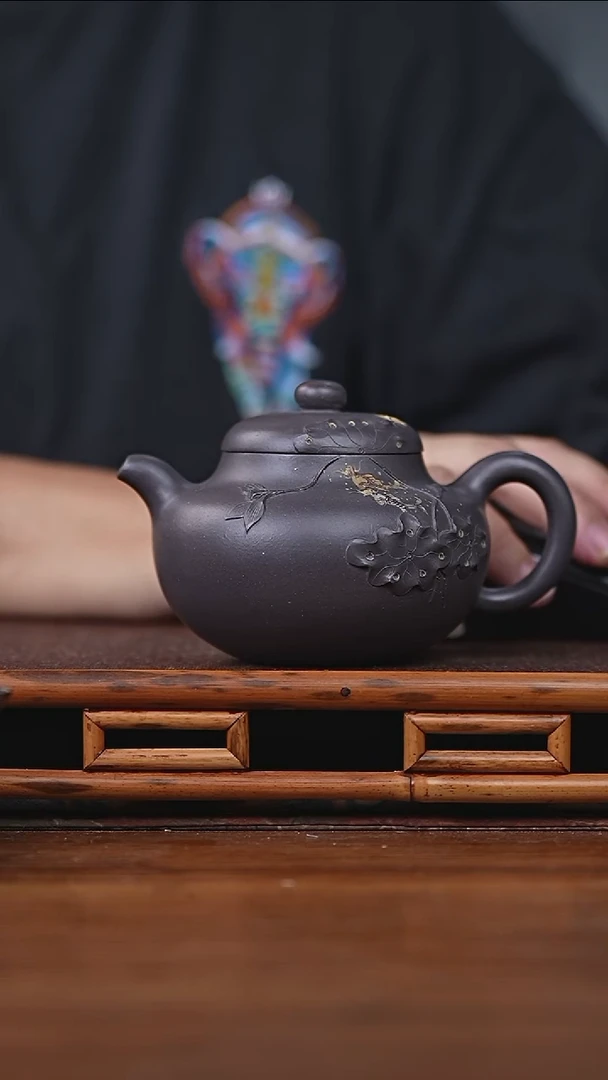 茶壶紫砂柿圆 天青泥 270cc