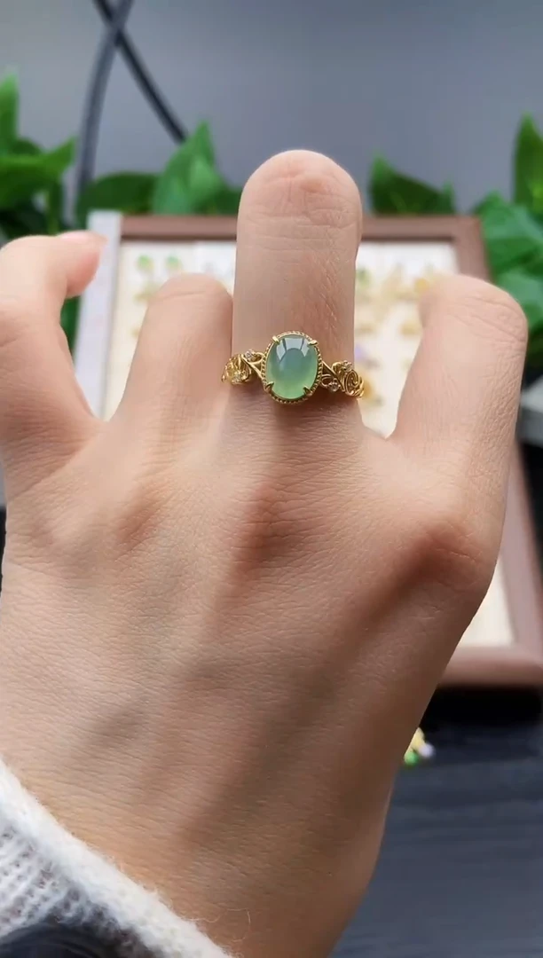 银S925镶嵌戒指翡翠12