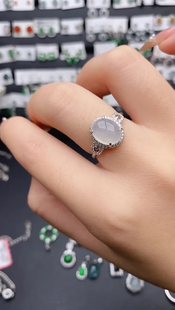 银S925镶嵌戒指翡翠0