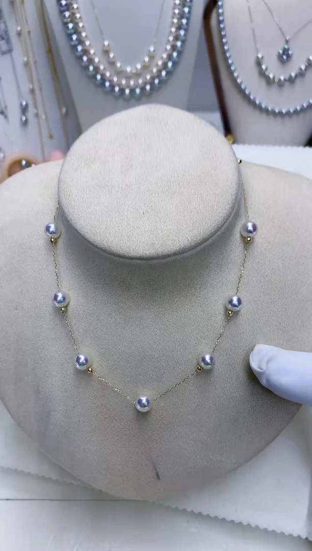 【闪购商品】海水珍珠饰品18K金镶嵌6.5-7满天星项链