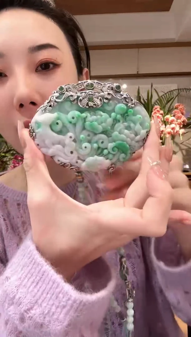 【闪购商品】翡翠颈饰银S925镶嵌国风