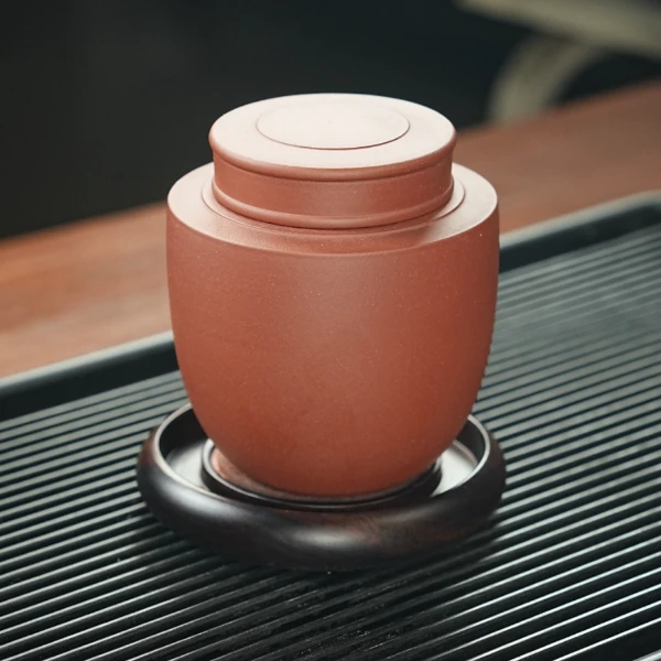 宜兴原矿清水泥手工中号紫砂高档家用茶叶罐(礼盒装