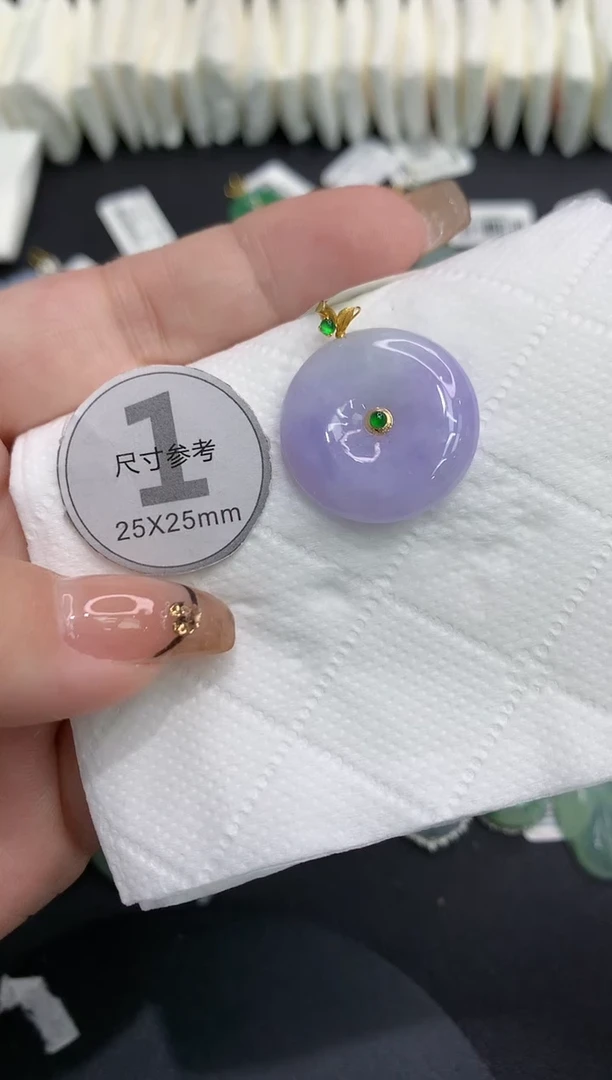 吊坠(不含链)18K金镶嵌翡翠11