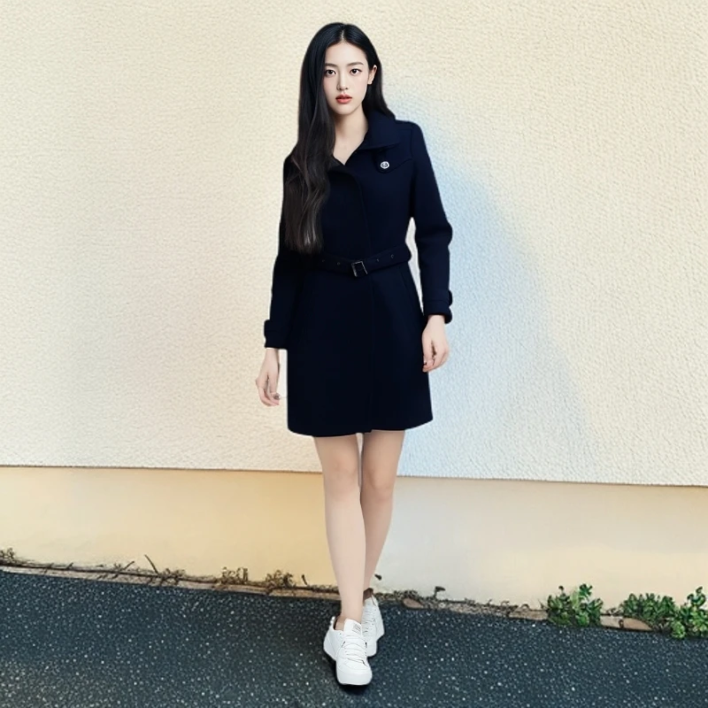 99新 BURBERRY/博柏利 /大衣/翻领羊毛腰带外套/UK6码/0001786