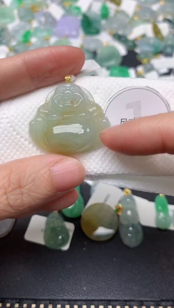 颈饰18K金镶嵌翡翠天然缅甸A货翡翠