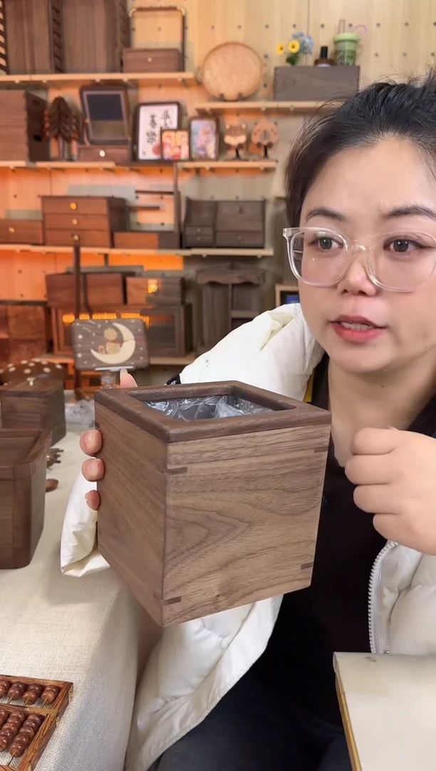木北美黑胡桃新款垃圾桶