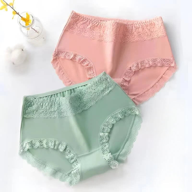 棉质中腰女士内裤女棉裆大码蕾丝透气高腰舒适无痕三角短裤7A抑菌
