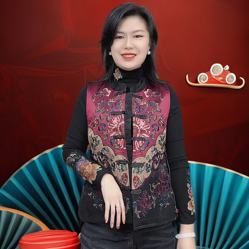 原版秋冬民族风复古加棉马甲【铃铛太阳花】时尚百搭保暖马夹立领