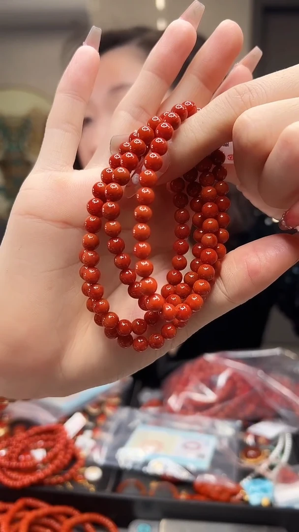 【闪购商品】南红玛瑙圆珠多圈链未镶嵌YK/6mm
