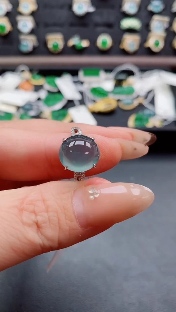 银S925镶嵌戒指翡翠1