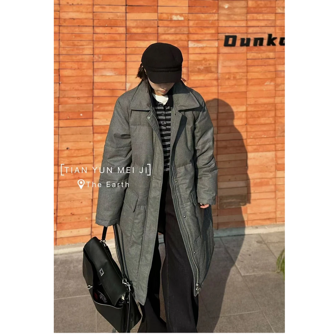 【no退no换 谨慎下单】翻领大口袋中长款羽绒服外套 624L103