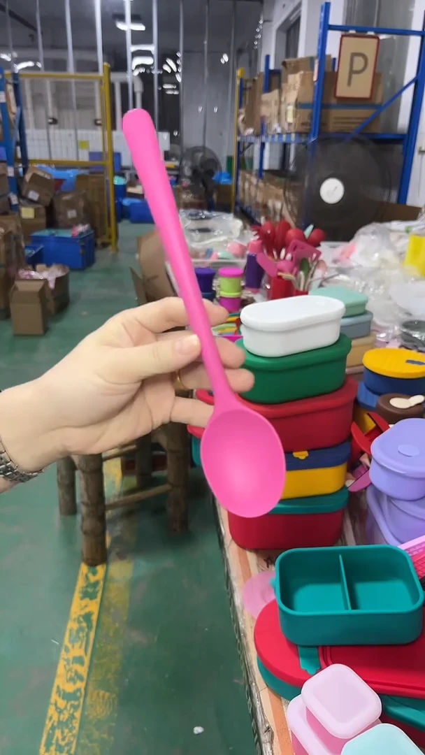 硅胶玫粉色-吃饭勺子