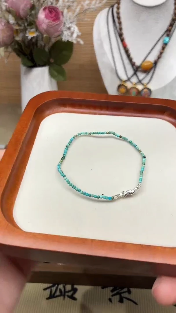 9K金镶嵌翡翠胸饰小鱼手链剩余7-215123