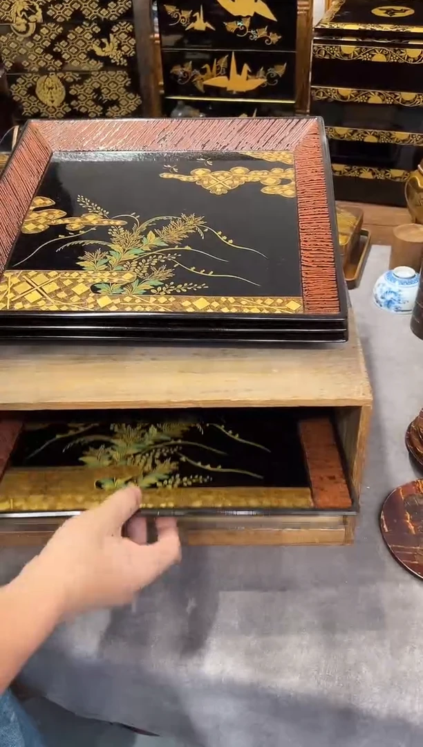 大内塗 雕漆 方盘  大漆漆器大漆漆器