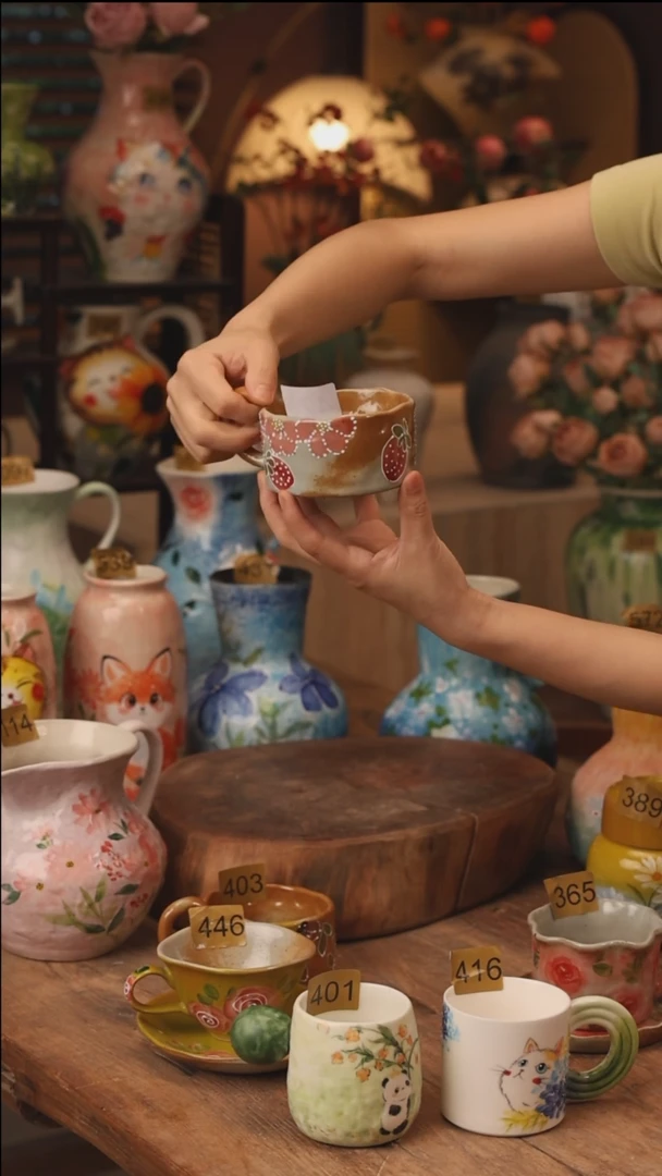 陶瓷景德镇设计师手作花器摆件侘寂风425