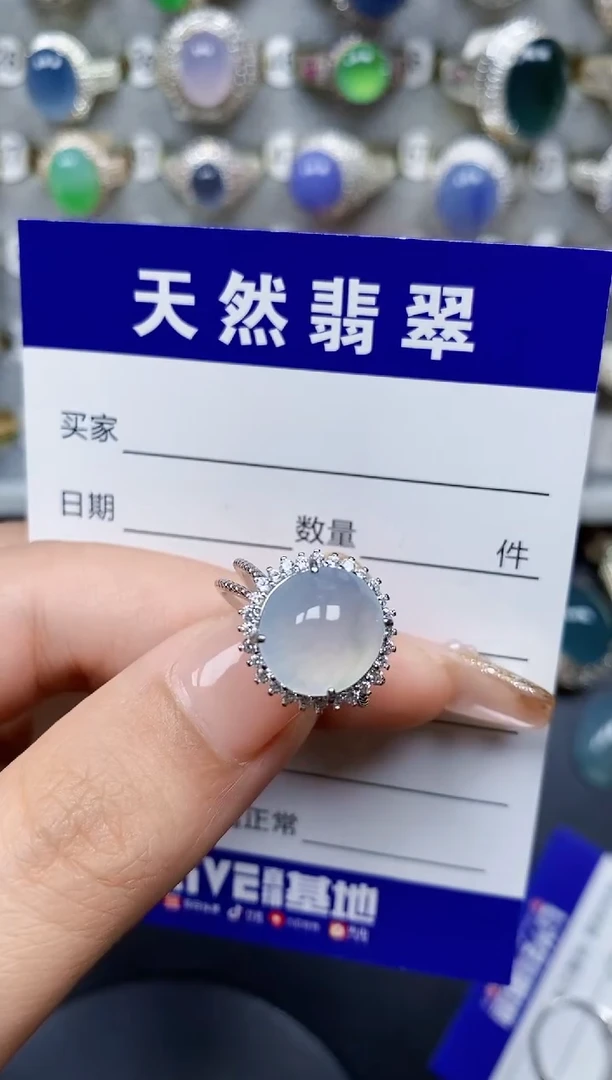 翡翠戒指银S925镶嵌162