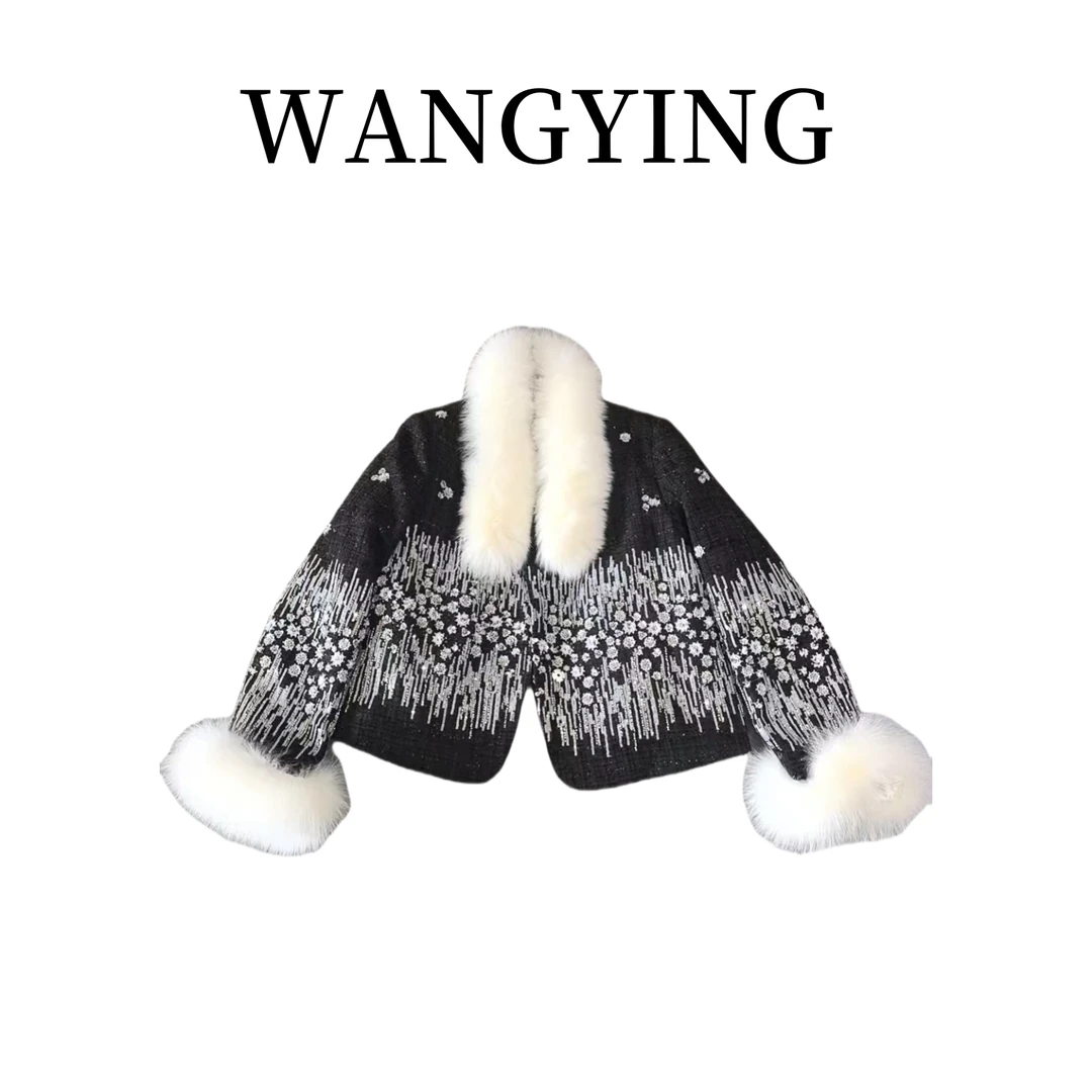 莹莹红人馆【XIAOYU】时尚百搭气质夜色星空毛领外套21260914