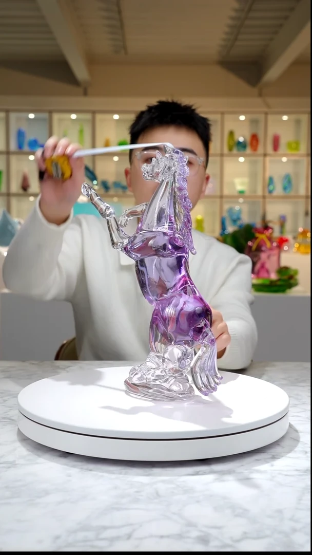 琉璃金紫立马摆件