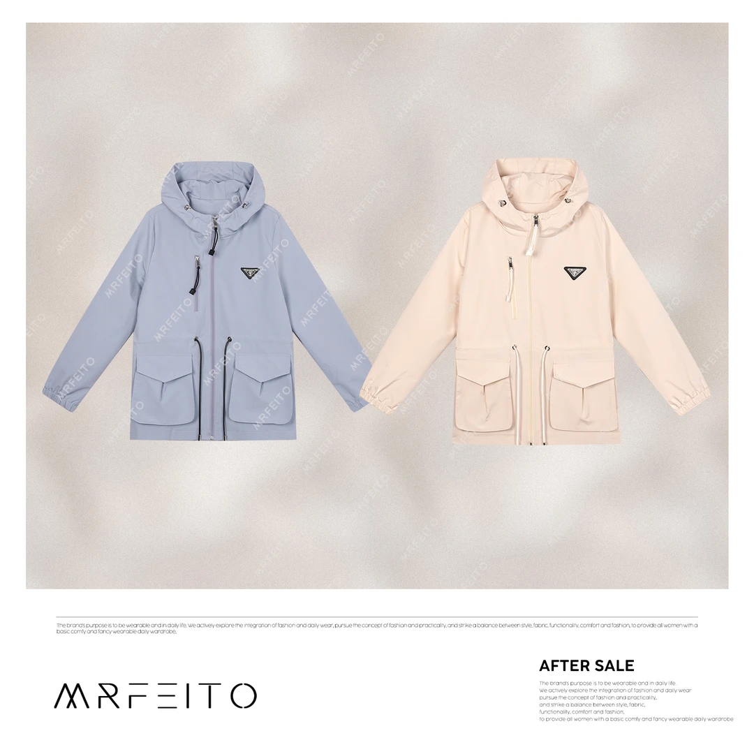 【南风旅行】春季新款三角标连帽收腰简约女士外套H16W01D31137