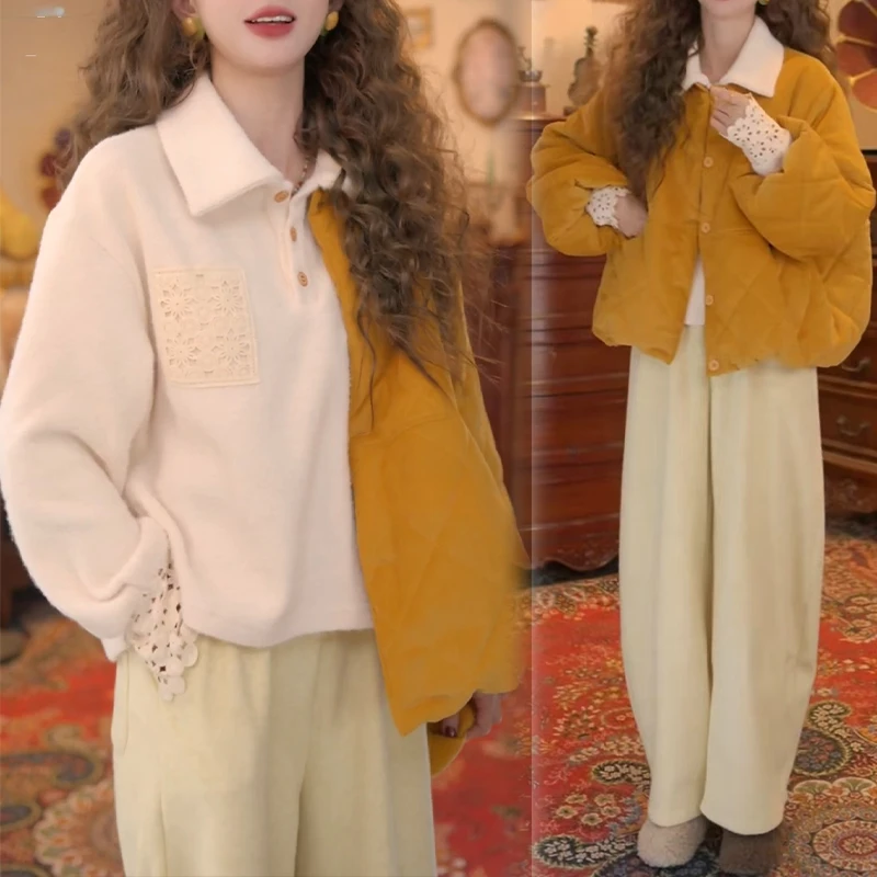 韩系休闲风时尚潮流套装女2025年秋冬新款慵懒简约宽松百搭两件套