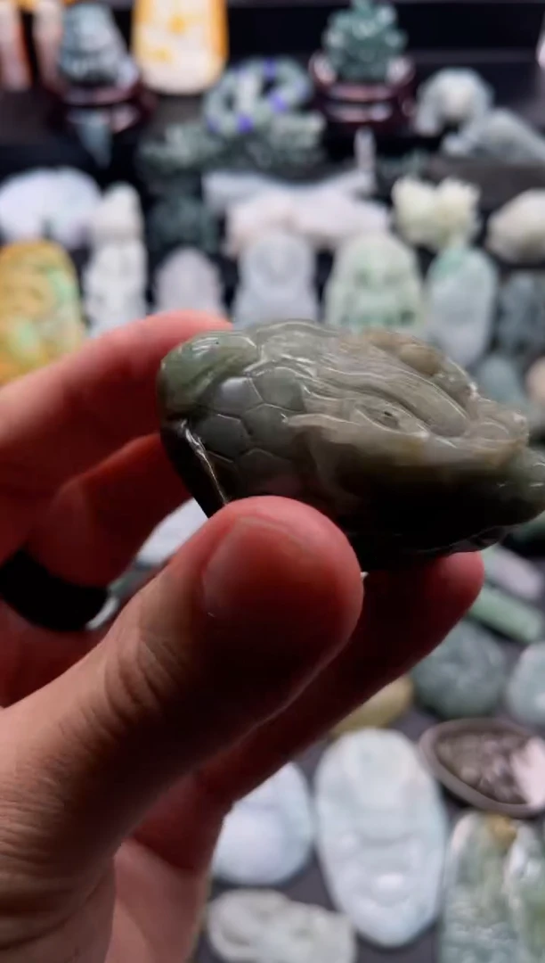 颈饰未镶嵌翡翠54  天然翡翠a货  龙龟