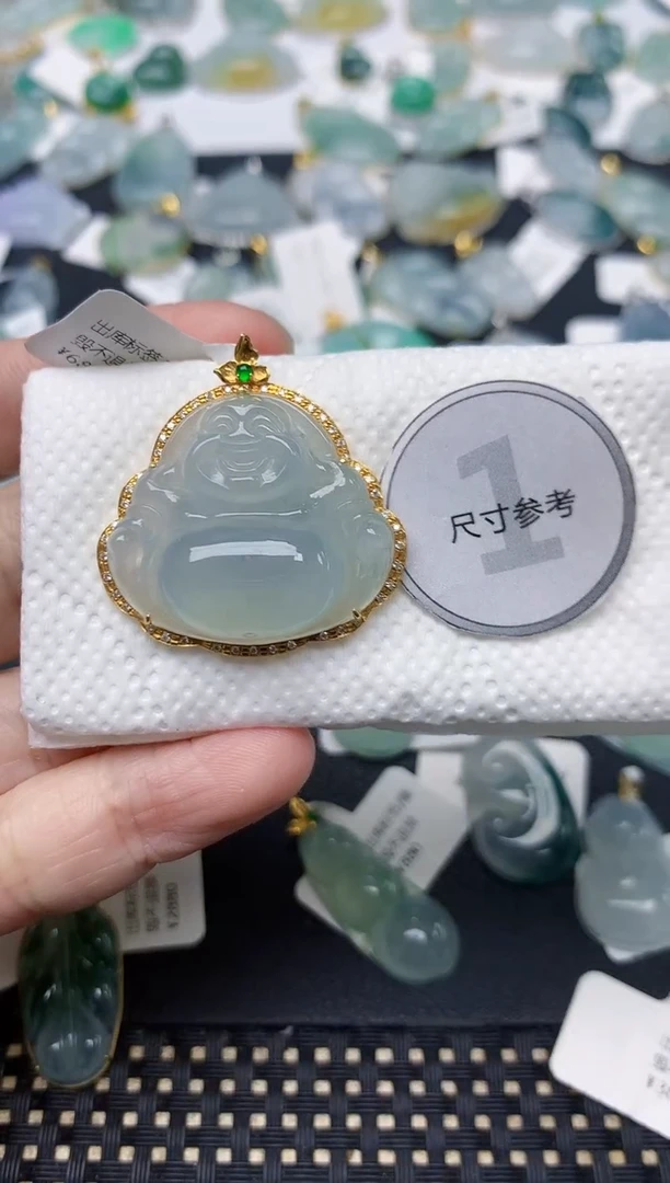 颈饰18K金镶嵌翡翠天然缅甸A货翡翠
